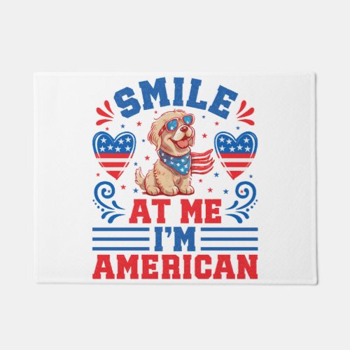 Patriotic Golden Retriever Dog for 4th Of July Doormat