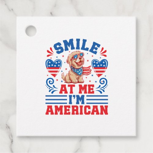 Patriotic Golden Retriever Dog for 4th Of July Favor Tags