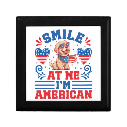 Patriotic Golden Retriever Dog for 4th Of July Gift Box