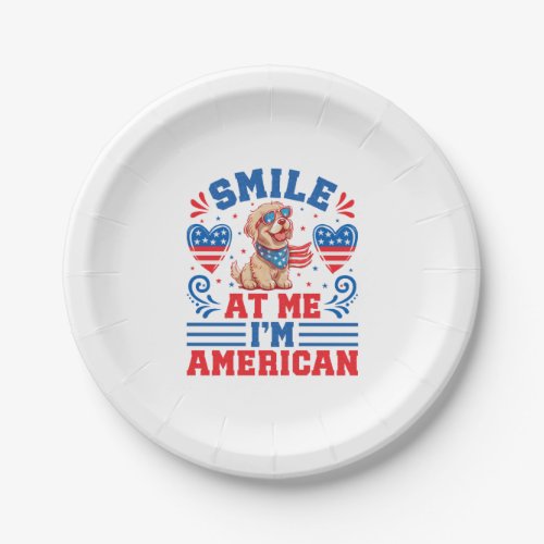 Patriotic Golden Retriever Dog for 4th Of July Paper Plates