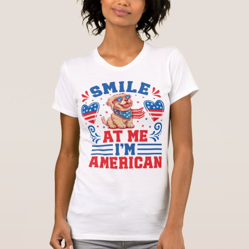Patriotic Golden Retriever Dog for 4th Of July T_Shirt