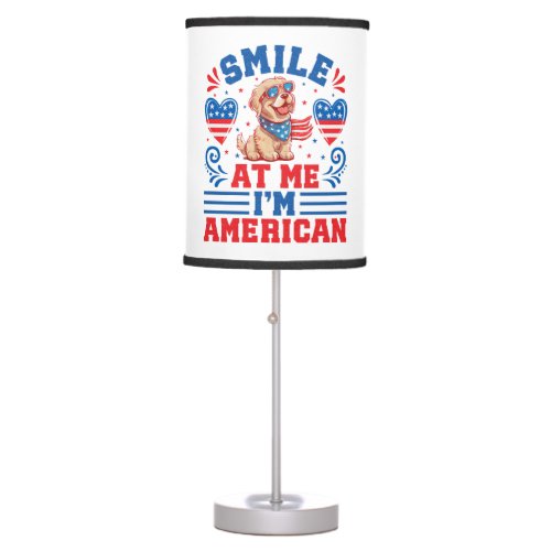 Patriotic Golden Retriever Dog for 4th Of July Table Lamp