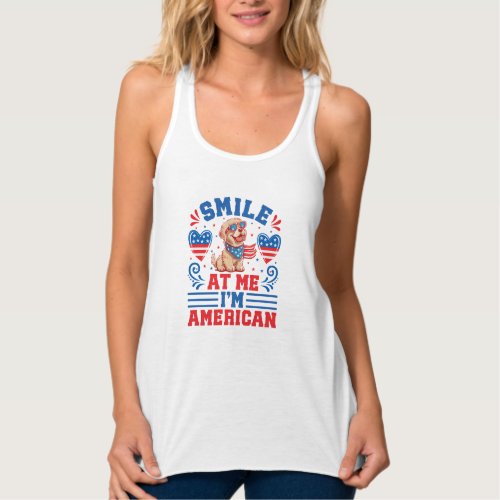 Patriotic Golden Retriever Dog for 4th Of July Tank Top