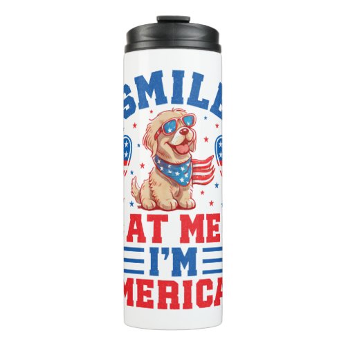 Patriotic Golden Retriever Dog for 4th Of July Thermal Tumbler