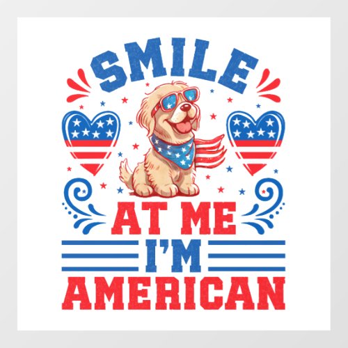 Patriotic Golden Retriever Dog for 4th Of July Wall Decal