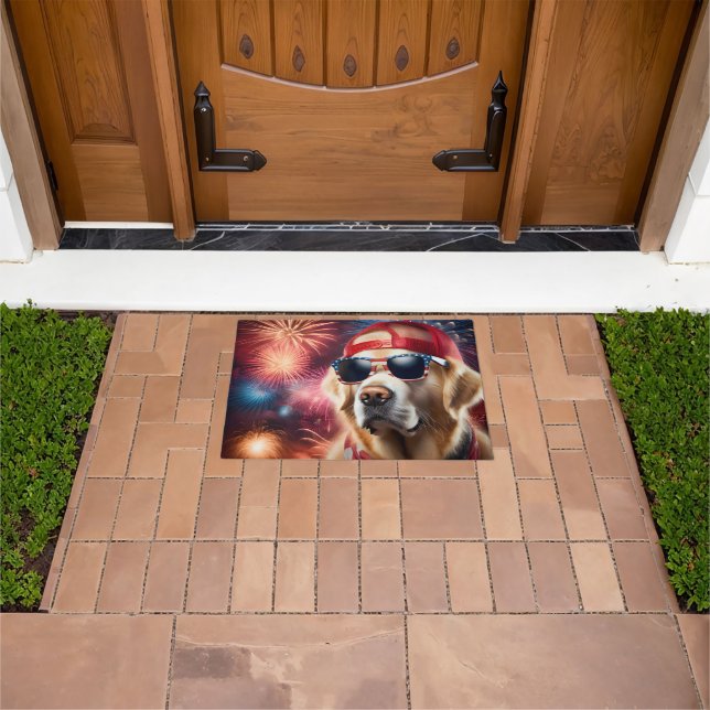 Patriotic Golden Retriever Doormat (Outdoor)