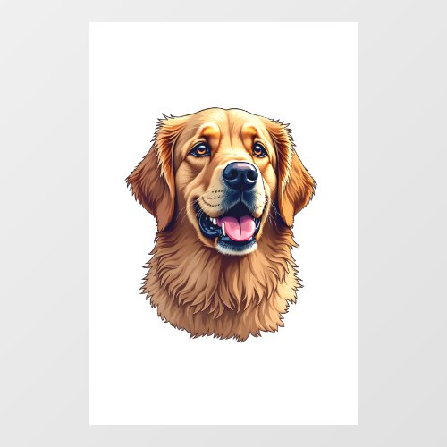 Patriotic Golden Retriever Face Vintage Shirt 4 Window Cling