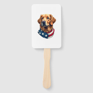 Patriotic Golden Retriever Face Vintage Shirt Hand Fan