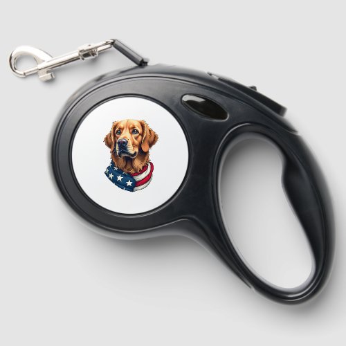 Patriotic Golden Retriever Face Vintage Shirt Retractable Pet Leash