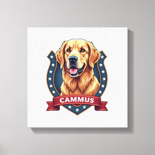 Patriotic Golden Retriever Family Crest Shirt Canvas Print
