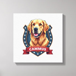 Patriotic Golden Retriever Family Crest Shirt Canvas Print