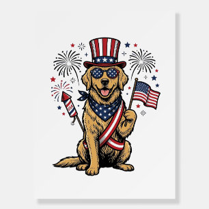 Patriotic Golden Retriever Fireworks Vintage Shirt Foam Board