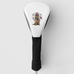 Patriotic Golden Retriever Fireworks Vintage Shirt Golf Head Cover