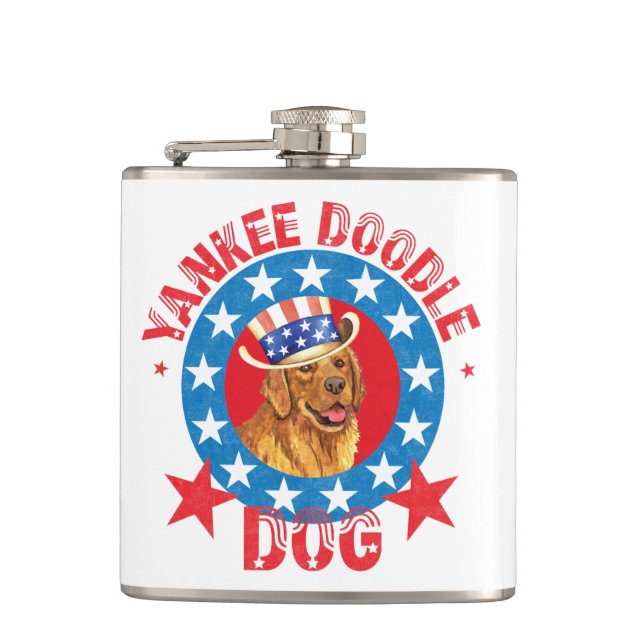 Patriotic Golden Retriever Flask (Front)
