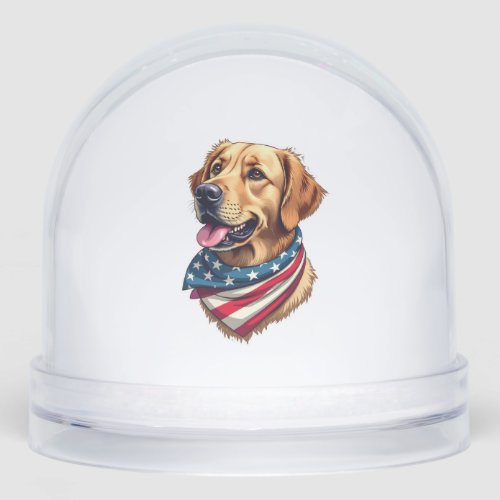 Patriotic Golden Retriever Head Vintage Shirt Snow Globe