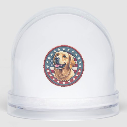 Patriotic Golden Retriever Heritage Seal Tee 4 Snow Globe
