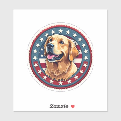 Patriotic Golden Retriever Heritage Seal Tee 4 Sticker