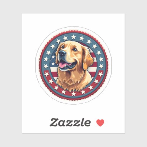 Patriotic Golden Retriever Heritage Seal Tee 4 Sticker
