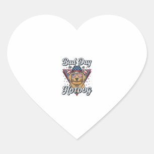 Patriotic Golden Retriever Hotdog Vintage Shirt De Heart Sticker