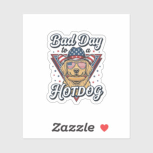 Patriotic Golden Retriever Hotdog Vintage Shirt De Sticker