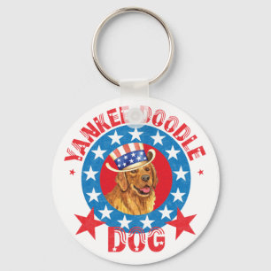 Patriotic Golden Retriever Keychain