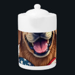 Patriotic Golden Retriever Lover Vintage Shirt Teapot<br><div class="desc">Patriotic Golden Retriever Lover Vintage Shirt</div>