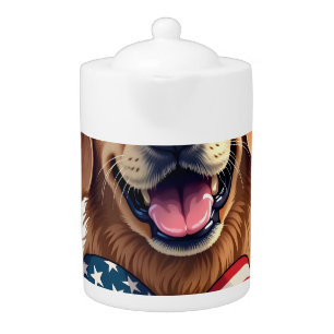 Patriotic Golden Retriever Lover Vintage Shirt Teapot