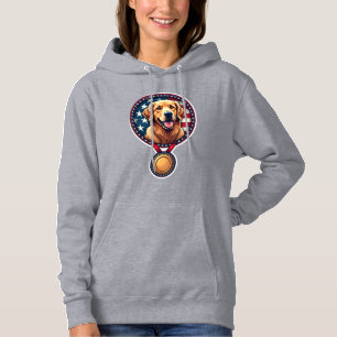 Patriotic Golden Retriever Medal Vintage Tee 3