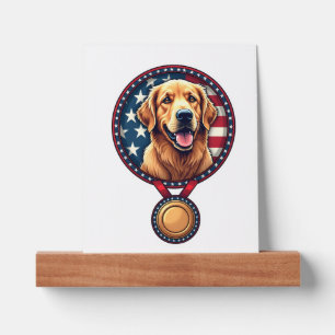 Patriotic Golden Retriever Medal Vintage Tee 3 Picture Ledge