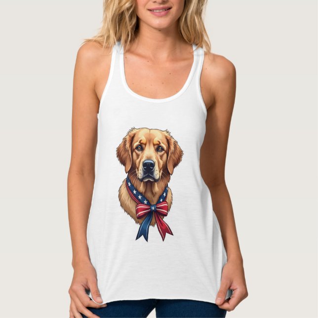 Patriotic Golden Retriever Memorial Day Tee 3 (Front)