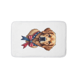 Patriotic Golden Retriever Memorial Day Tee 3 Bath Mat