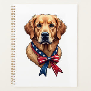 Patriotic Golden Retriever Memorial Day Tee 3 Planner