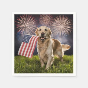 Patriotic Golden Retriever Napkins