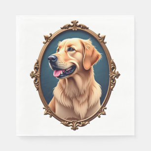 Patriotic Golden Retriever Oval Cameo Shirt 2 Napkins