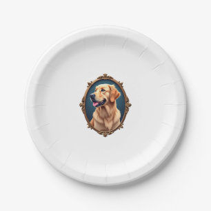 Patriotic Golden Retriever Oval Cameo Shirt 2 Paper Plates