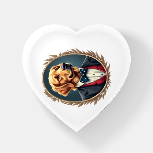 Patriotic Golden Retriever Portrait Vintage Tee 2 Paperweight