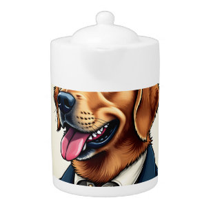 Patriotic Golden Retriever Portrait Vintage Tee Teapot