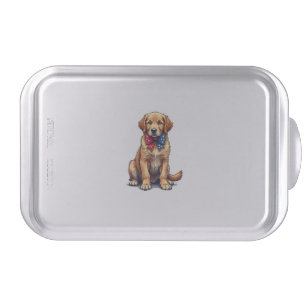 Patriotic Golden Retriever Puppy Vintage Shirt 4 Cake Pan