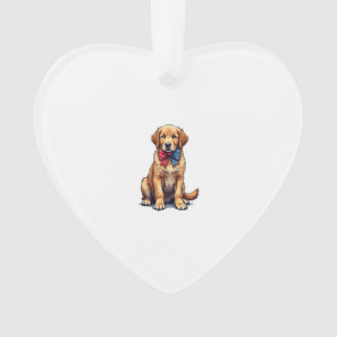 Patriotic Golden Retriever Puppy Vintage Shirt 4 Ornament