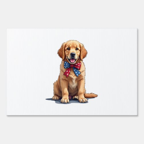 Patriotic Golden Retriever Puppy Vintage Shirt Sign