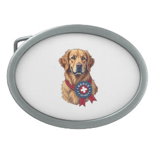 Patriotic Golden Retriever Rescue Vintage Tee 4 Belt Buckle