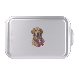 Patriotic Golden Retriever Rescue Vintage Tee 4 Cake Pan