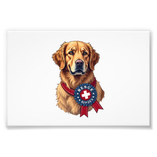 Patriotic Golden Retriever Rescue Vintage Tee 4 Photo Print