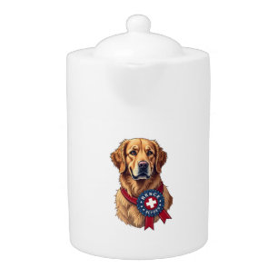 Patriotic Golden Retriever Rescue Vintage Tee 4 Teapot