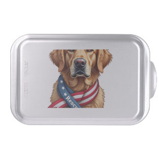Patriotic Golden Retriever Rescue Vintage Tee Cake Pan