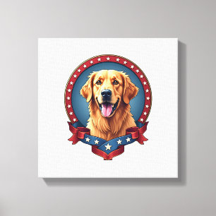 Patriotic Golden Retriever Tribute Crest Tee Canvas Print
