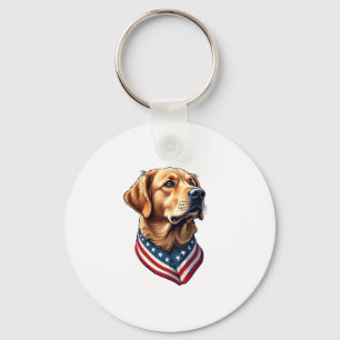 Patriotic Golden Retriever USA Flag Style Tee 4 Keychain