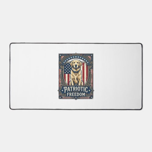Patriotic Golden Retriever Vector Graphic Tee_1 Desk Mat