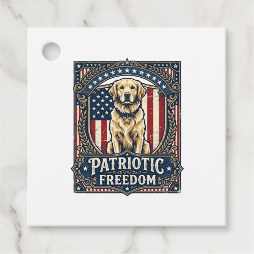 Patriotic Golden Retriever Vector Graphic Tee_1 Favor Tags