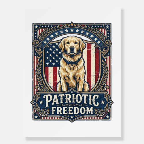 Patriotic Golden Retriever Vector Graphic Tee_1 Foam Board